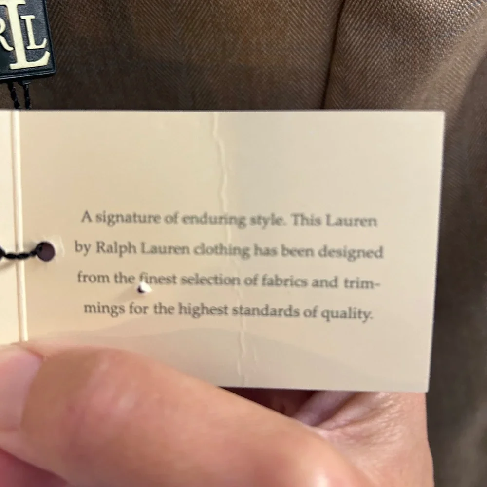 Lauren Ralph Lauren Mens‎ Blazer Career Office 42R Tan Herringbone Quiet Luxury
